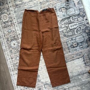 REFORMATION Justin Linen Pant Trouser Camel Tone size 4